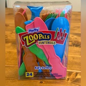 Hefty Zoopals Funtensils Kids Cutlery Utensils Plasticware Open Set Of 20 Pcs